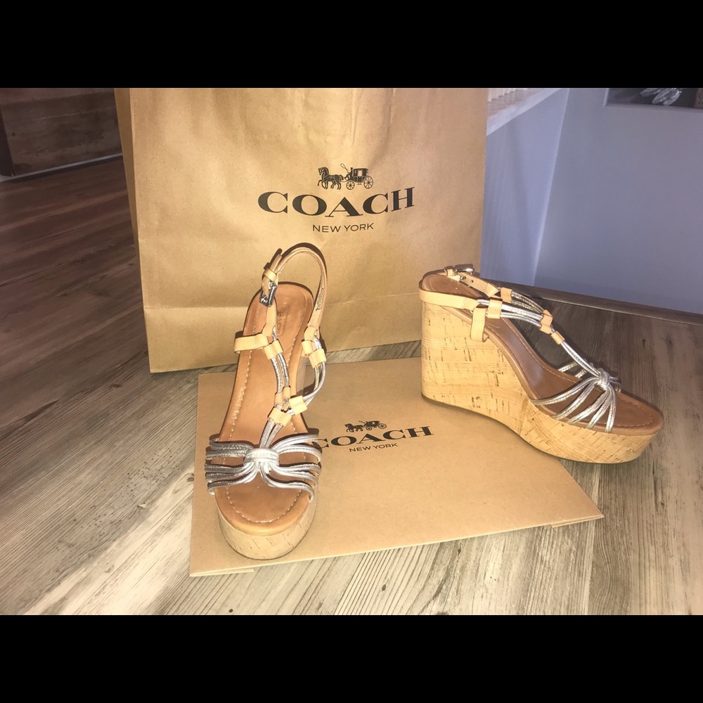 Real Cork Coach Wedge Sandals
